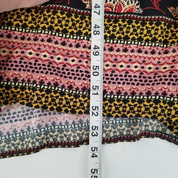 Band of Gypsies Floral Print Smocked Maxi Dress Side Slit Pockets Size M Boho - Picture 14 of 15